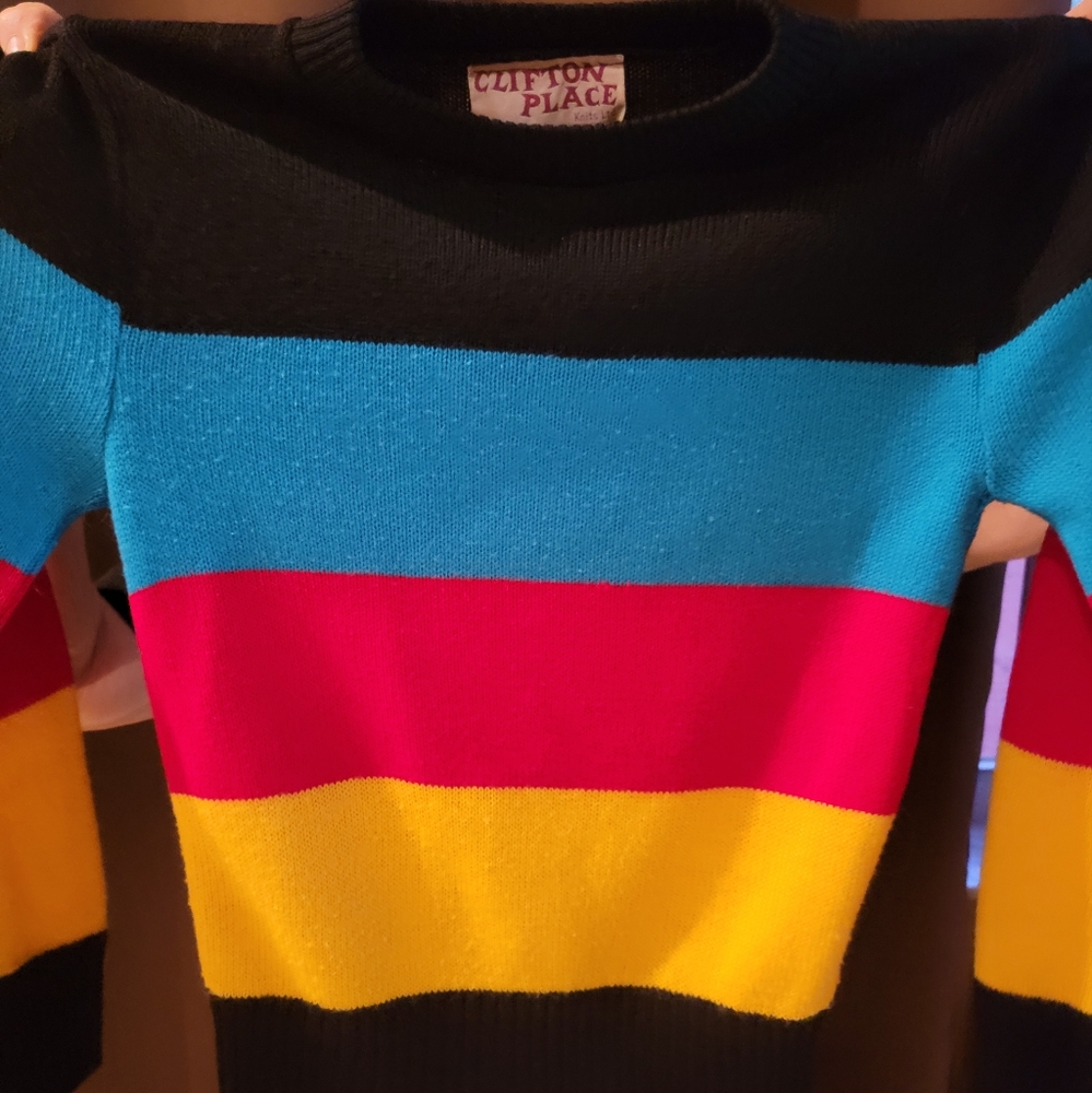 Clifton Place Colorful Striped Sweater